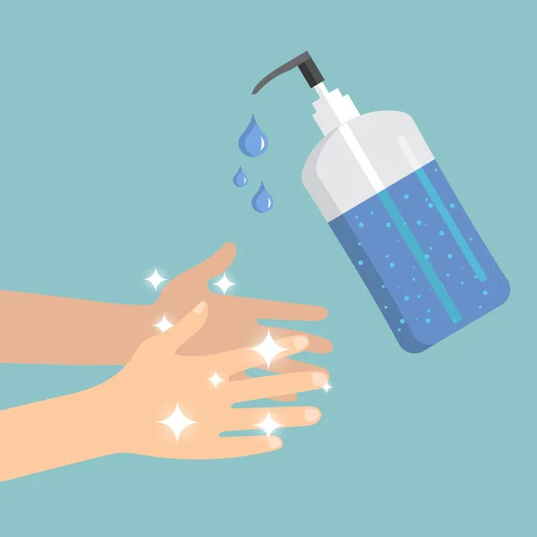 ขวดเจลล้างมือ ยาฆ่าเชื้อแอลกอฮอล์ — ภาพเวกเตอร์สต็อก