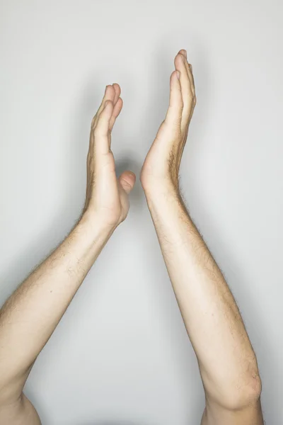 Zwei kaukasische Hände in einer Geste: Klatschen — Stockfoto