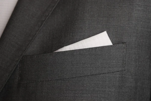 Шёлковая мужская куртка. Деталь с карманом и платком — стоковое фото
