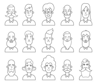 Düz çizgi avatarlar set 