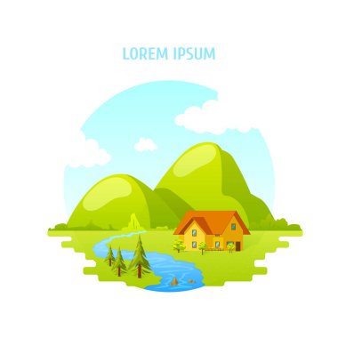 bir ev, stilize yatay