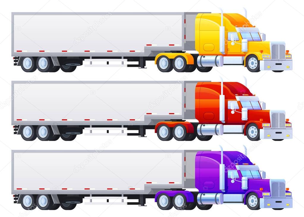Colorful Trailers on a white background