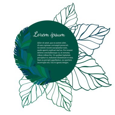 Metin için yeri olan vektör sonbahar yeşil yaprakları