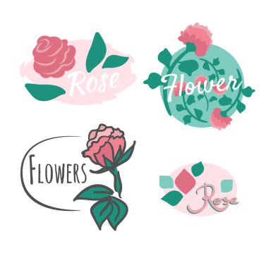 Rose 'un logo sembolü. Vektör çizgi film illüstrasyonu