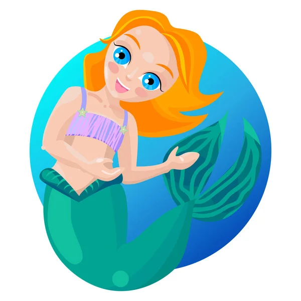 Bebé-sirena con pelo rojo invita. Dibujos animados vectoriales ilustración — Vector de stock