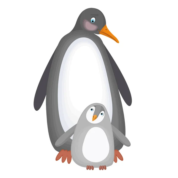 Állat. Pingvin a gyerekével. Vektorillusztráció — Stock Vector