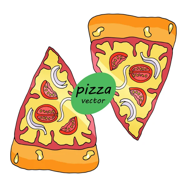 Two slices of pizza isolated. Vector illustration — Stock Vector