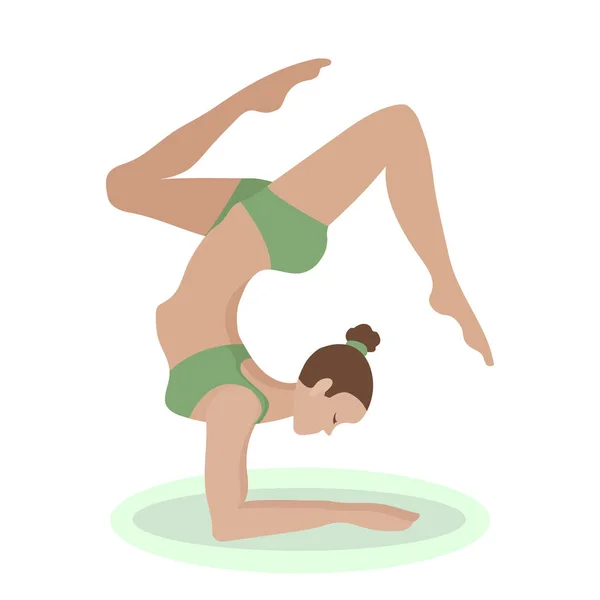 Girl in yoga pose. Vector cartoon illustration — Stock Vector