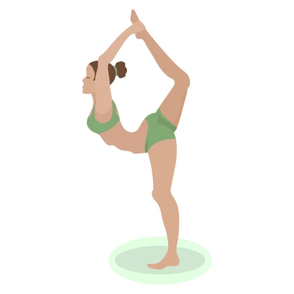 Girl in yoga pose. Vector cartoon illustration — Stock Vector