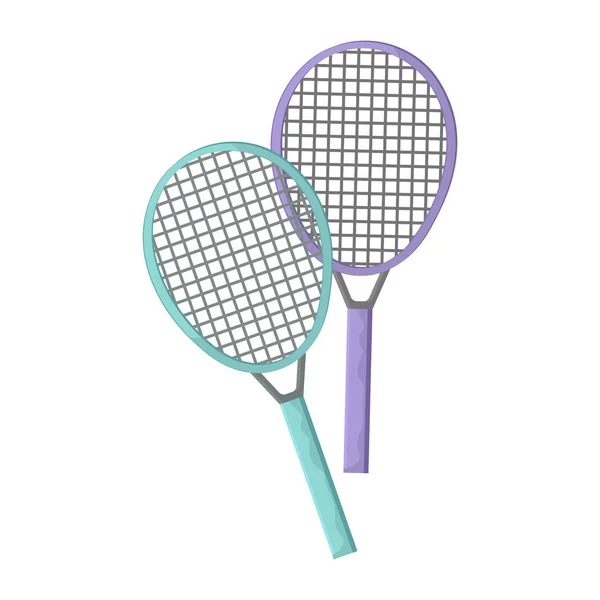 Dos raquetas de tenis. Vector dibujos animados objetos aislados — Vector de stock