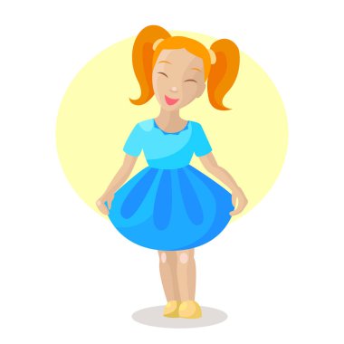 Child girl in a blue dress laughing. Vector illustration vector Child girl in a blue dress laughing. Vector illustration vector