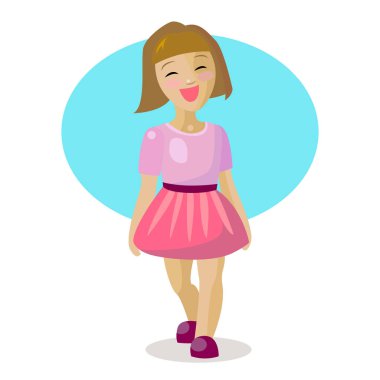 Child girl in a pink dress laughing. Vector illustration vector Child girl in a pink dress laughing. Vector illustration vector