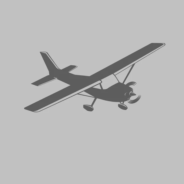 Illustration eines kleinen Flugzeug-Symbols. Einmotorige Leichtflugzeuge. Vektorillustration. — Stockvektor