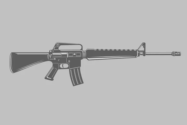 Zwart/wit assault rifle vectorillustratie. Klassieke bewapening. — Stockvector