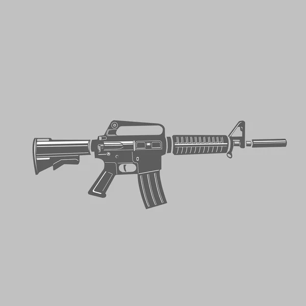 Ilustração vetor de rifle de assalto preto / branco . — Vetor de Stock