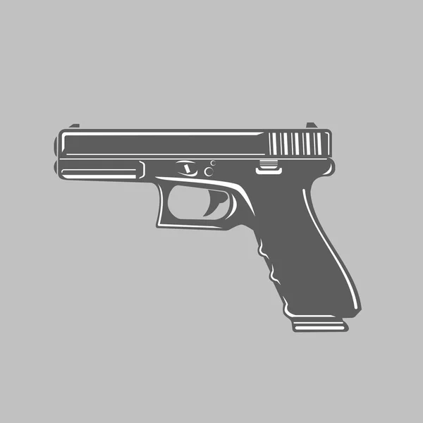 Taktische Pistolenvektorillustration. moderne schwarz / weiß stilisierte Handfeuerwaffe. — Stockvektor