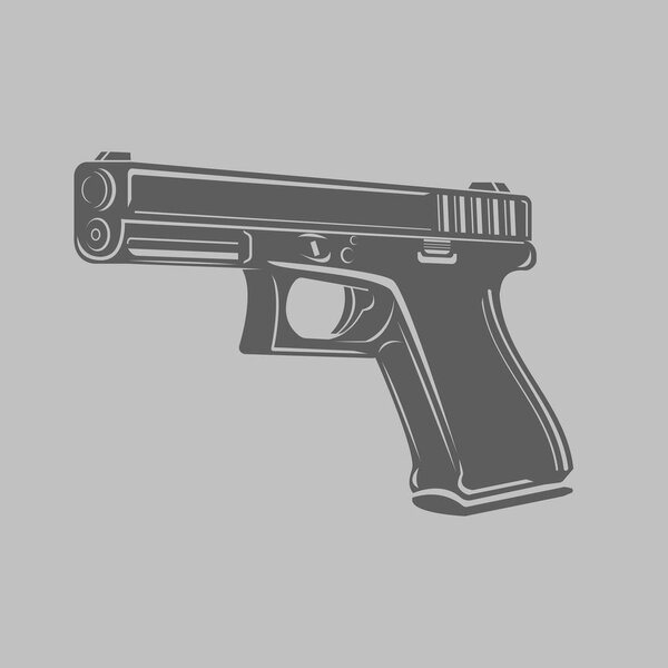 Tactic pistol vector illustration. Modern black/transparent stylized handgun.