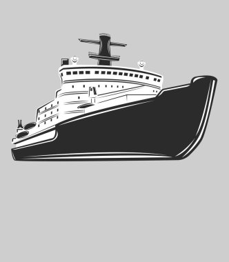 Nuclear icebreaker vector illustration. Powerfull arctic vessel clipart