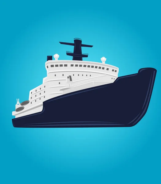 Nuclear icebreaker vector illustration. Powerfull arctic vessel — Stock Vector