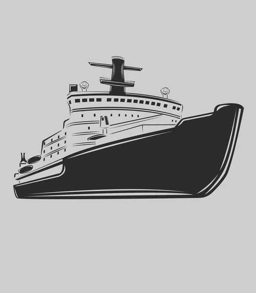 Nuclear icebreaker vector illustration. Powerfull arctic vessel — Stock Vector