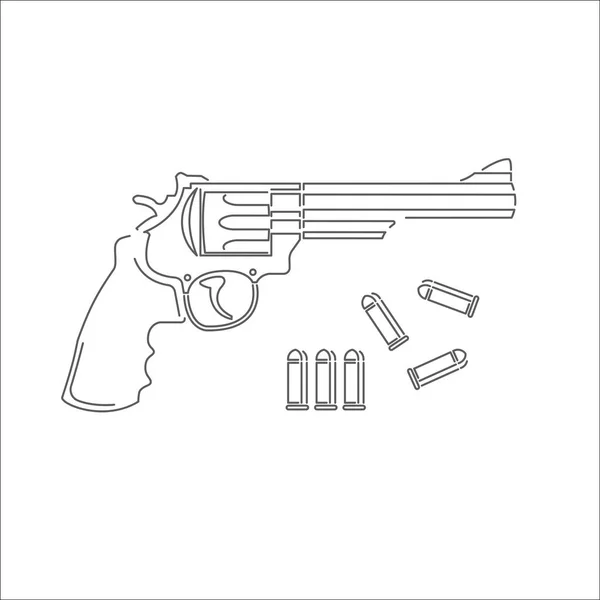 Винтажный револьвер изолированная векторная иллюстрация. Классическое вооружение. Легендарный пистолет. Линейное искусство — стоковый вектор