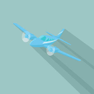 Küçük uçak vektör çizim. İkiz motor yolcu uçağı tahrikli. Vektör çizim