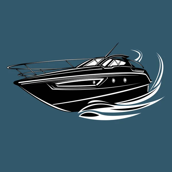 Small yacht isolated illustration. Luxury boat vector. Streamline vessel. — Stock Vector