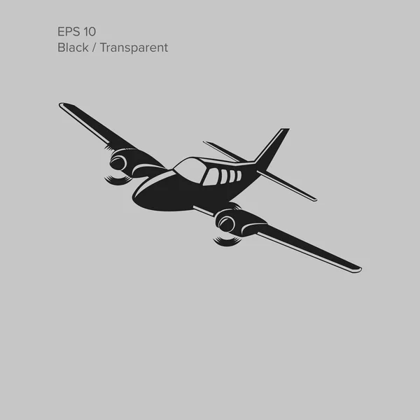 Beechbaron Small plane vector illustration. Twin engine propelled aircraft. Vector illustration. — Stock Vector