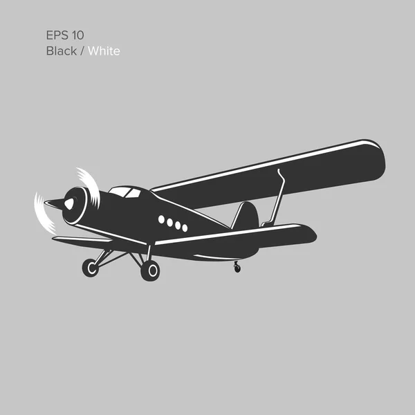 Old retro vintage piston engine biplane airliner. Vector illustration. Passenger aircraft — Stock Vector