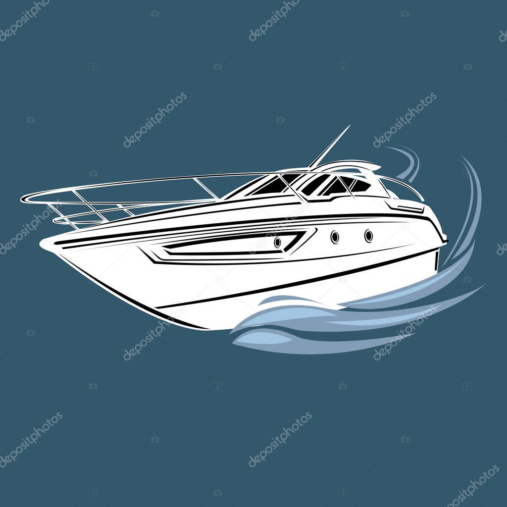 Small yacht isolated illustration. Luxury boat vector.