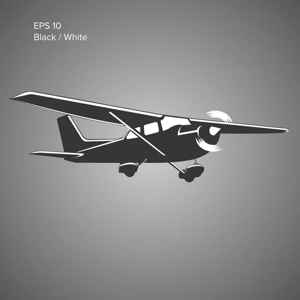 Small plane vector illustration. Single engine propelled aircraft. Vector illustration. Icon — Stock Vector