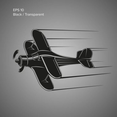 Küçük uçak vektör çizim. Tek motor çift kanatlı uçak tahrikli. Vektör çizim.