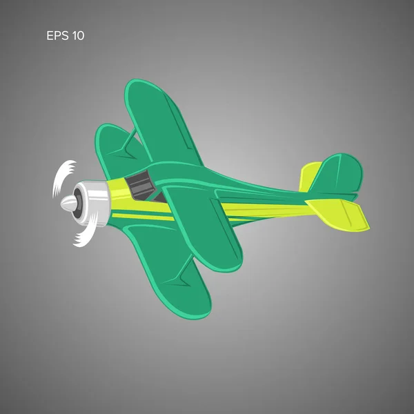 Ilustracja wektorowa mały samolot. Pojedynczy silnik napędzany dwupłatowy samolot. Ilustracja wektorowa. — Wektor stockowy