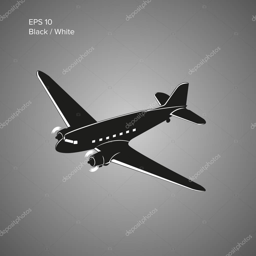 Old vintage piston engine airliner. Vector