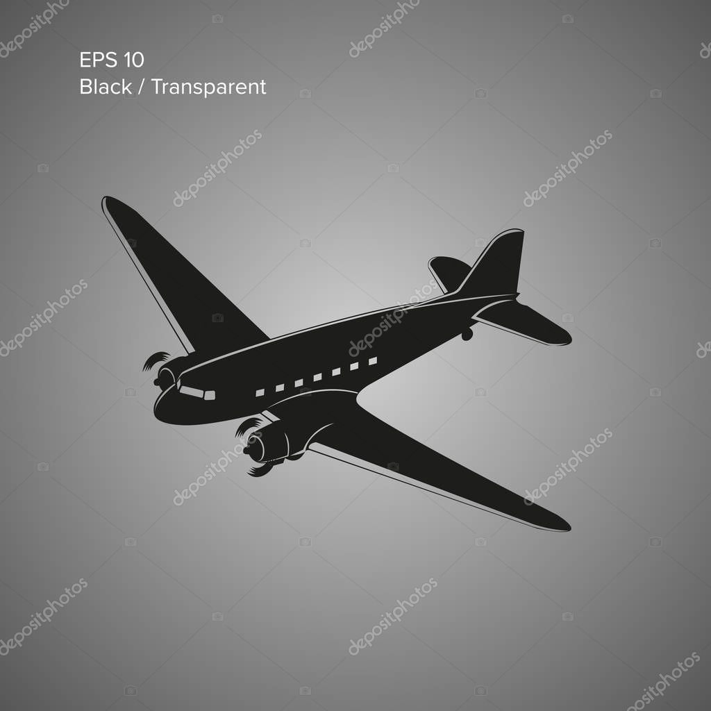 Old vintage piston engine airliner. Vector