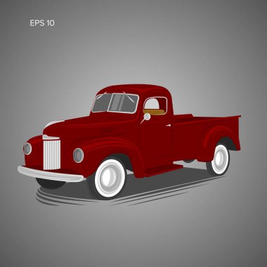 Eski bir eski kamyonet vektör çizimi. Vintage taşıma aracı