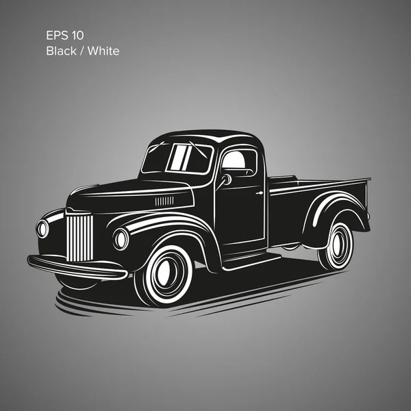 Stary retro pickup wektor ilustracji. Klasyczny pojazd transportowy — Wektor stockowy