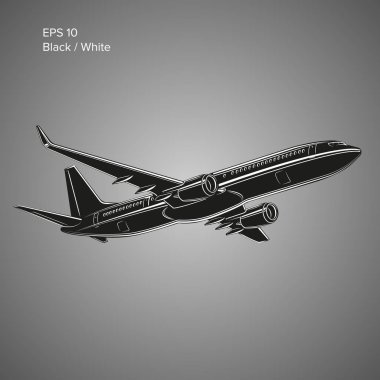 Modern çift motorlu jet uçak vektör çizimi. Büyük ticari yolcu uçakları.