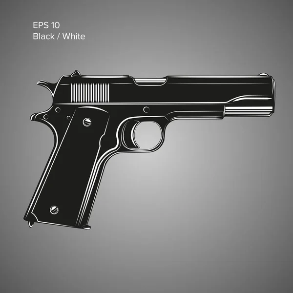Klassieke 9mm pistool vector illustratie. Legendarische bewapening. — Stockvector