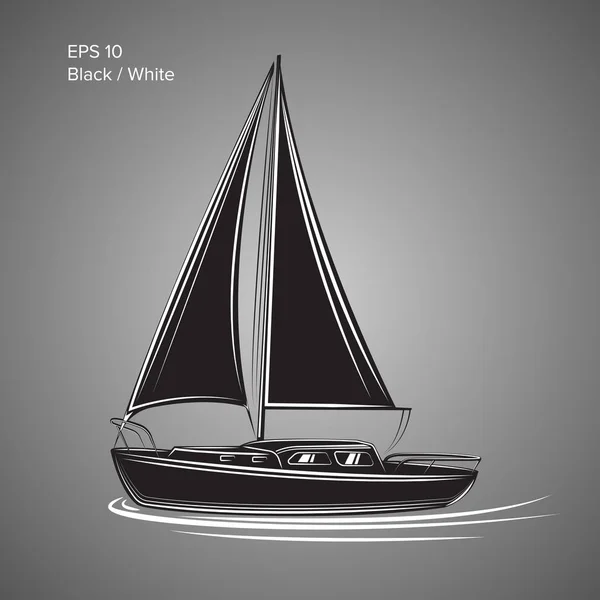 Kleine zeilboot vector illustratie. Kleine boot met zeil — Stockvector