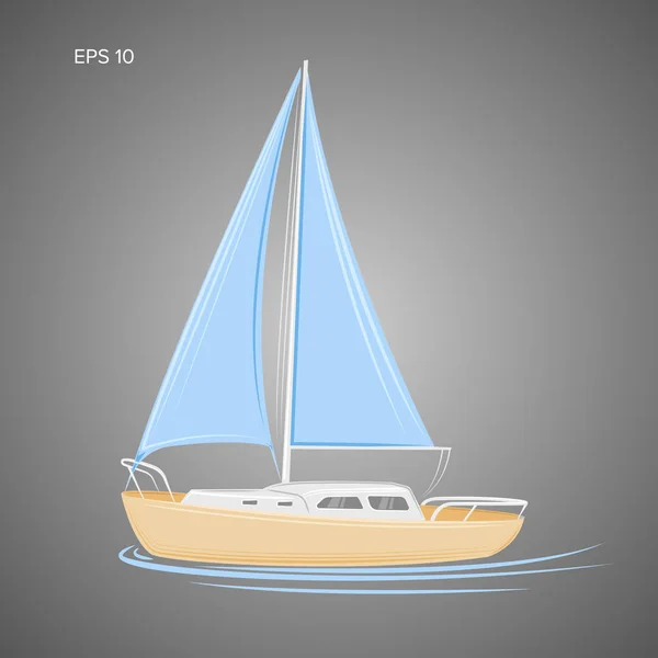 Petit voilier vecteur illustration. Petit bateau à voile — Image vectorielle