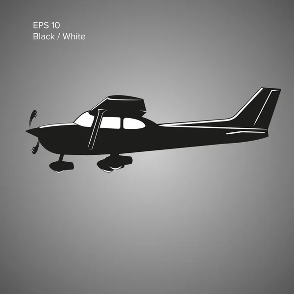 Small plane vector illustration. Single engine propelled aircraft. Vector illustration. Icon — Stock Vector