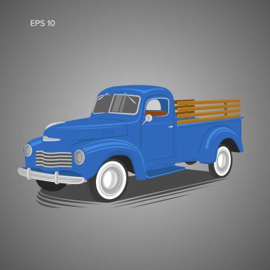 Eski bir eski kamyonet vektör çizimi. Vintage taşıma aracı