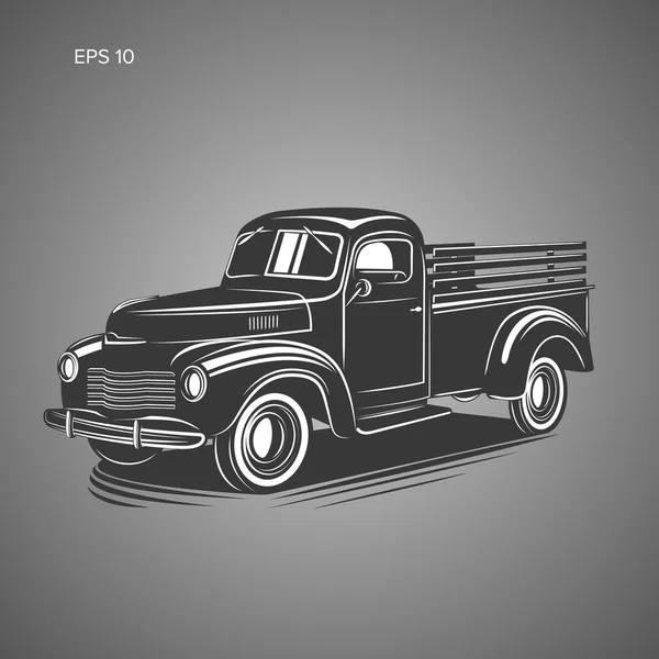 Oude retro pick-up truck vector illustratie. Vintage transportvoertuig — Stockvector