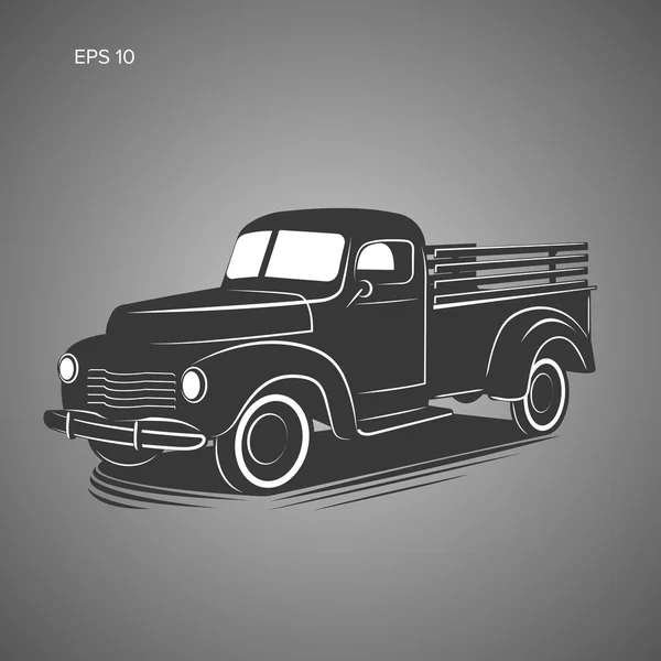 Eski retro kamyonet vektör çizim simgesini tıklatın. Vintage taşıma aracı — Stok Vektör