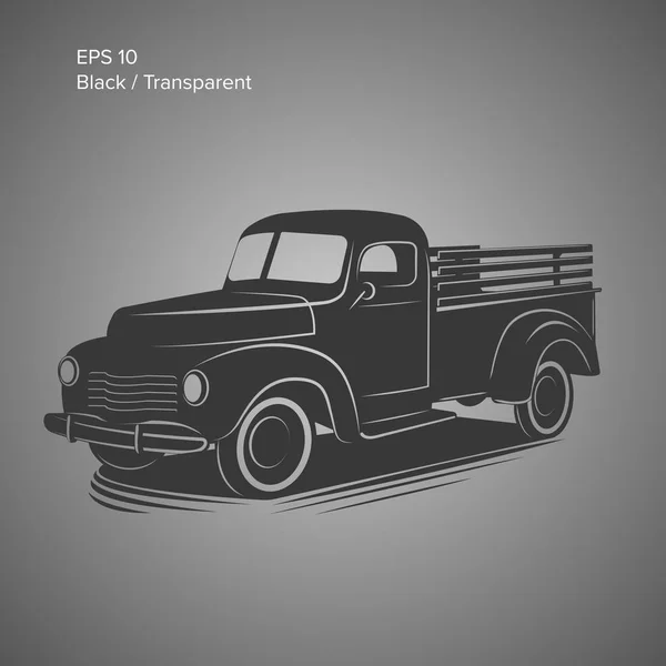 Ícone de ilustração retro pickup caminhão velho vetor. Veículo de transporte vintage —  Vetores de Stock