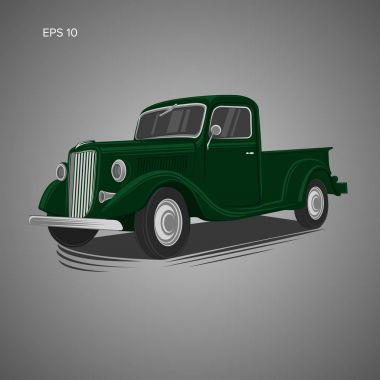 Eski bir eski kamyonet vektör çizimi. Vintage taşıma aracı