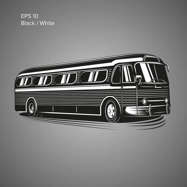 Eski vintage Amerikan otobüs vektör çizim. Retro binek araç