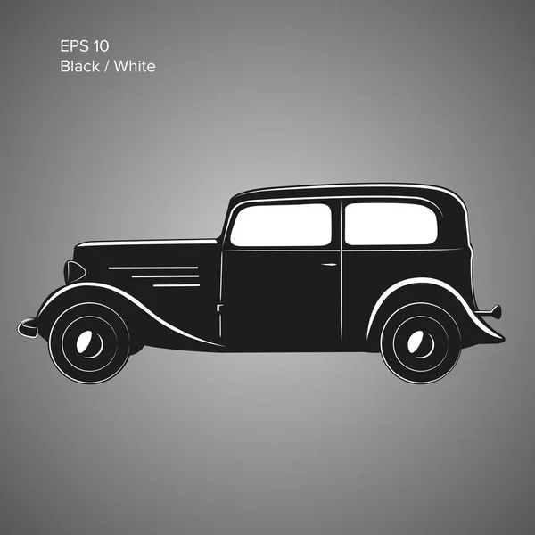 Старая винтажная ретро-векторная икона довоенного автомобиля. Эксклюзивный автомобиль — стоковый вектор