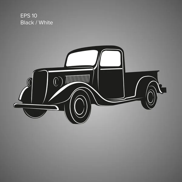 Stare ikony ilustracja wektora retro pickupa. Vintage transportu pojazdu — Wektor stockowy